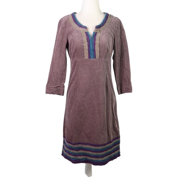 Boden Smoky Purple Corduroy Empire Waist Mini Dress 4 - Picture 1 of 6